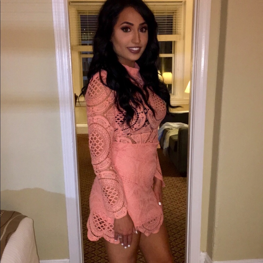Long sleeve crochet dress
